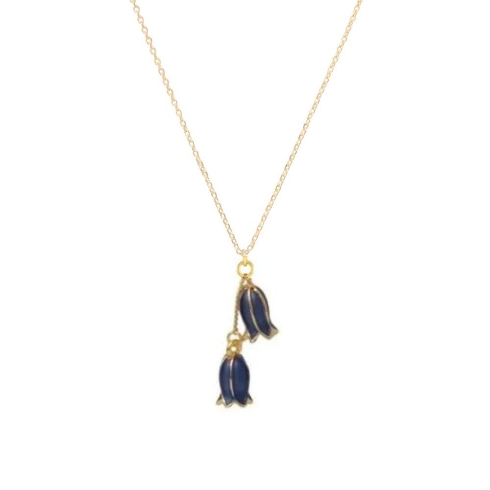 Bluebell Enamel Finish Gold Tone Pendant Necklace
