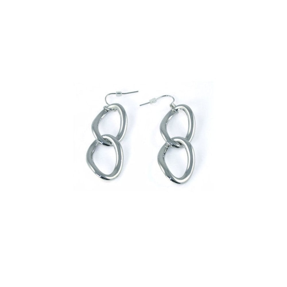 Loop the Loop Silver Tone Pierced Earrings