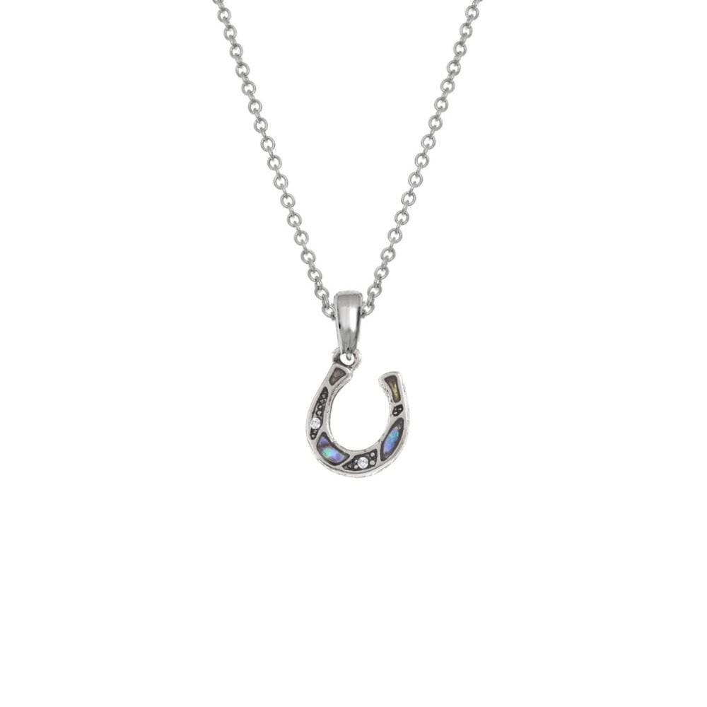 Horseshoe Diamante Paua Shell Pendant