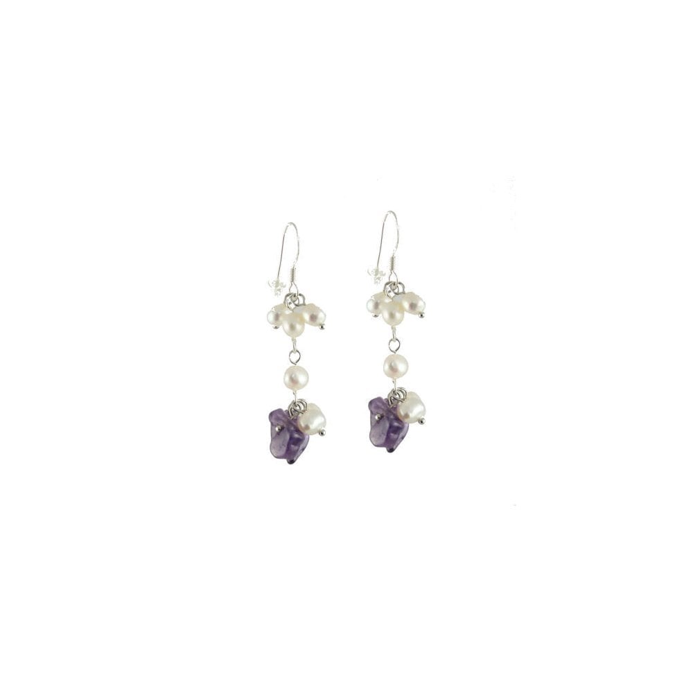 Amethyst and Pearl Pierced Earrings