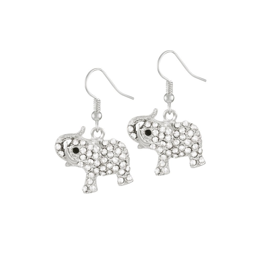 Ernie the Elephant AB Crystal Silver Tone Drop Pierced Earrings