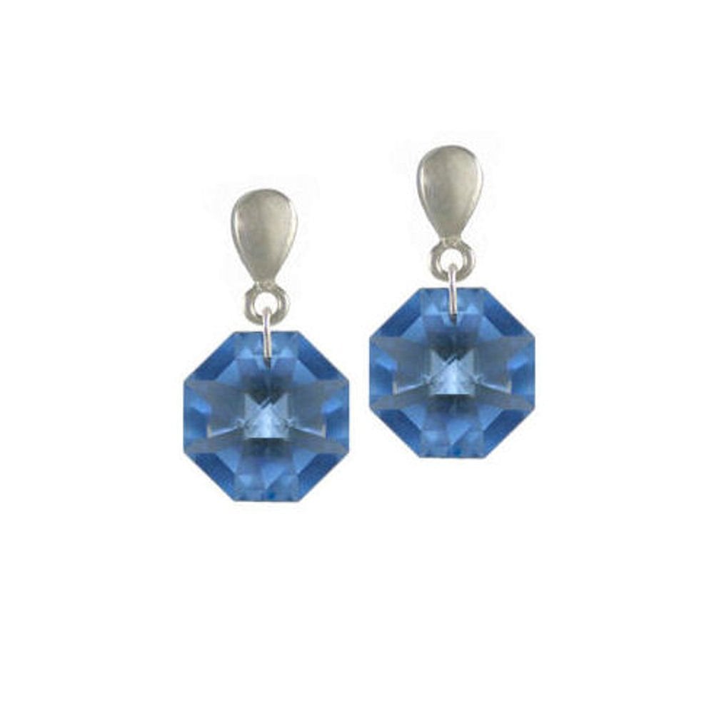 Light Sapphire Swarovski Crystal Drop Pierced Earrings