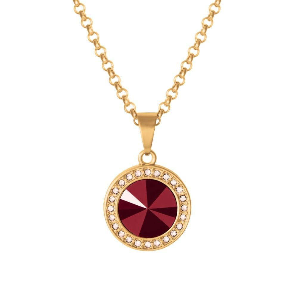 Viva Siam Red Austrian Crystal Gold Tone Pendant