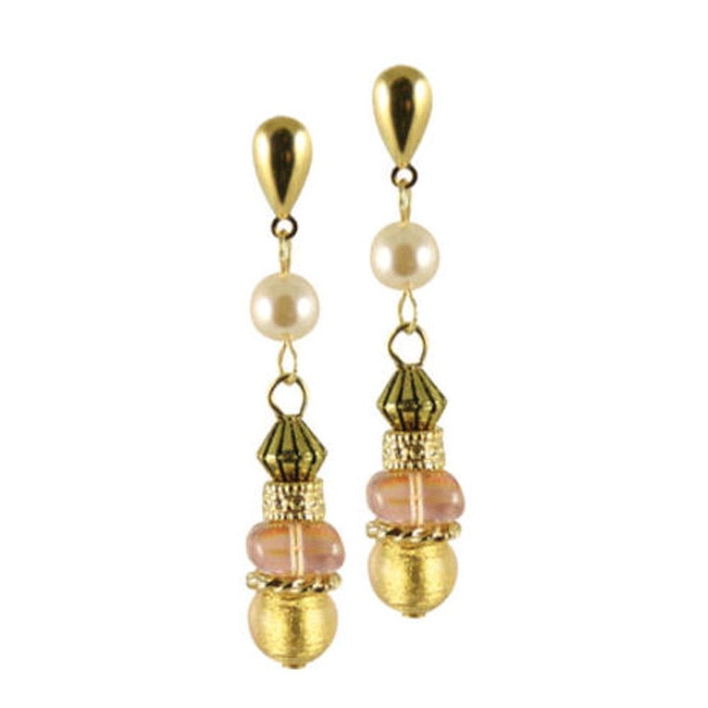 La Scala Pearl and Venetian Murano Glass Drop Pierced Earrings