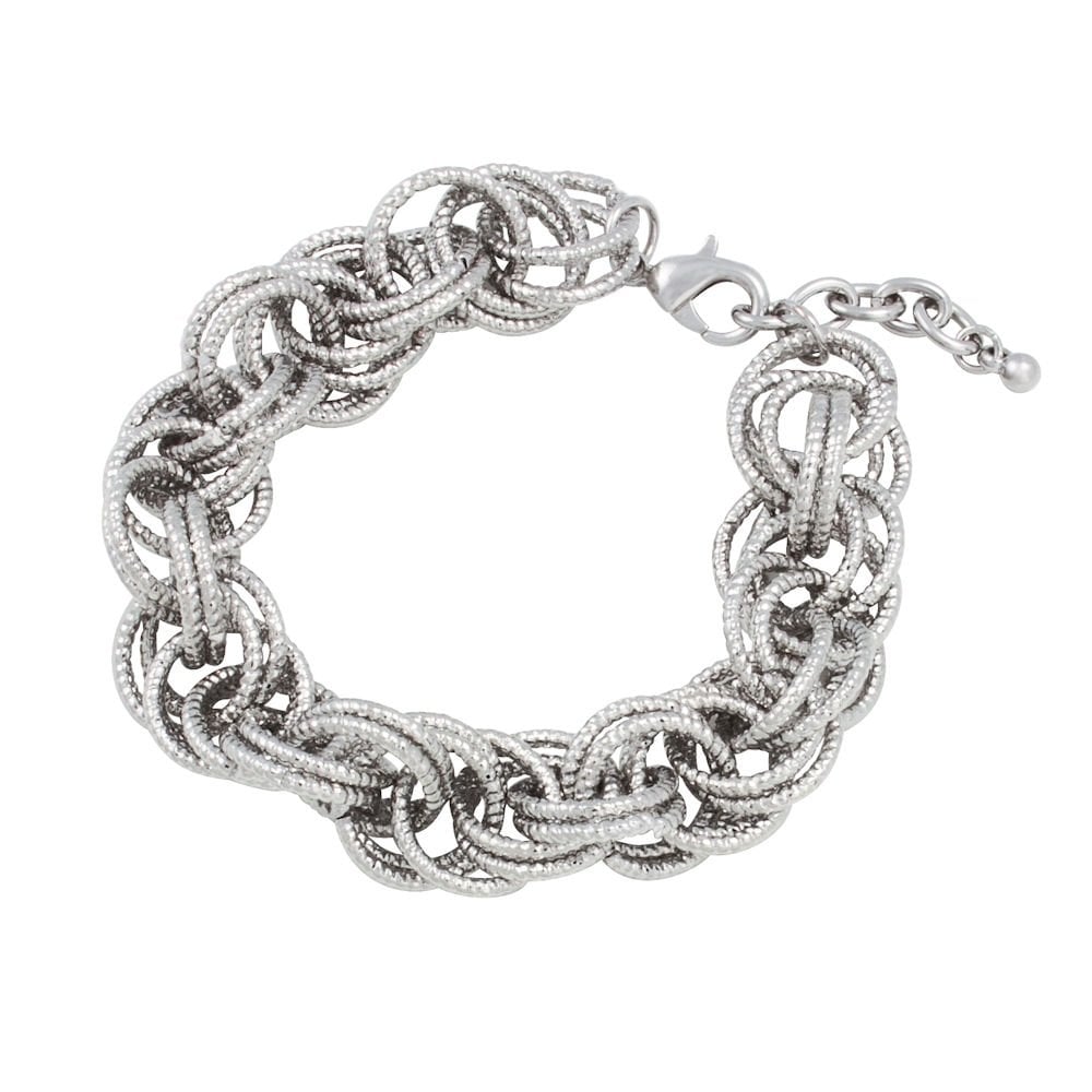 Connections Silver Tone Circular Links Fashion Bracelet