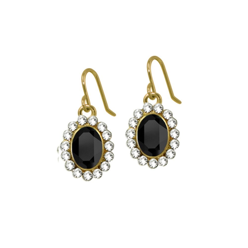 Majesty Jet Black Crystal Gold Tone Drop Pierced Earrings