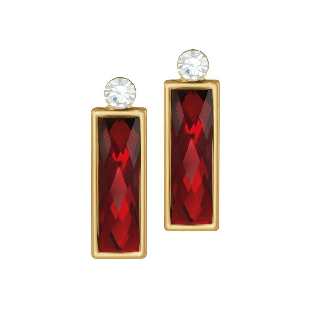 Panorama Ruby Red Crystal Gold Tone Pierced Earrings