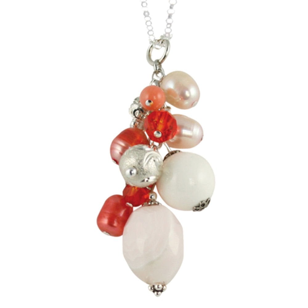 Festivale Rose Quartz Gemstone Cluster Necklace