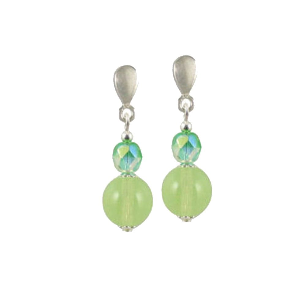 Morning Dew Mint/Peridot Czech Crystal Drop Clip On Earrings