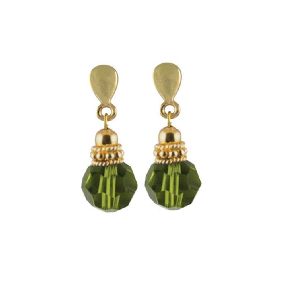 Jolie Olivine Green Swarovski Crystal Drop Pierced Earrings (Gold)