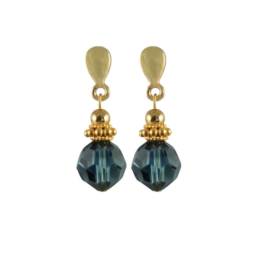 Jolie Montana Blue Swarovski Crystal Drop Clip On Earrings (Gold)