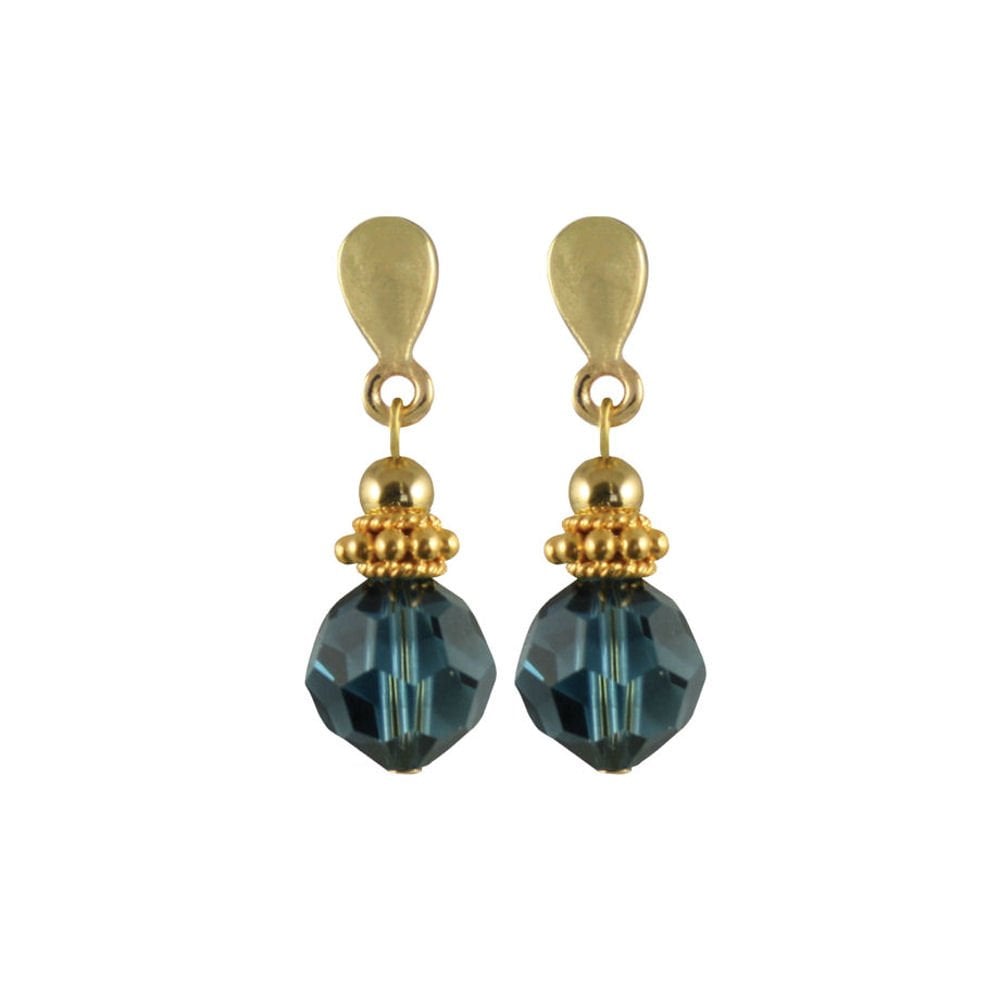 Jolie Montana Blue Swarovski Crystal Drop Pierced Earrings (Gold)