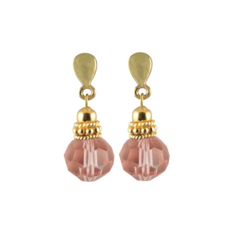 Jolie Light Rose Pink Swarovski Crystal Drop Pierced Earrings (Gold)
