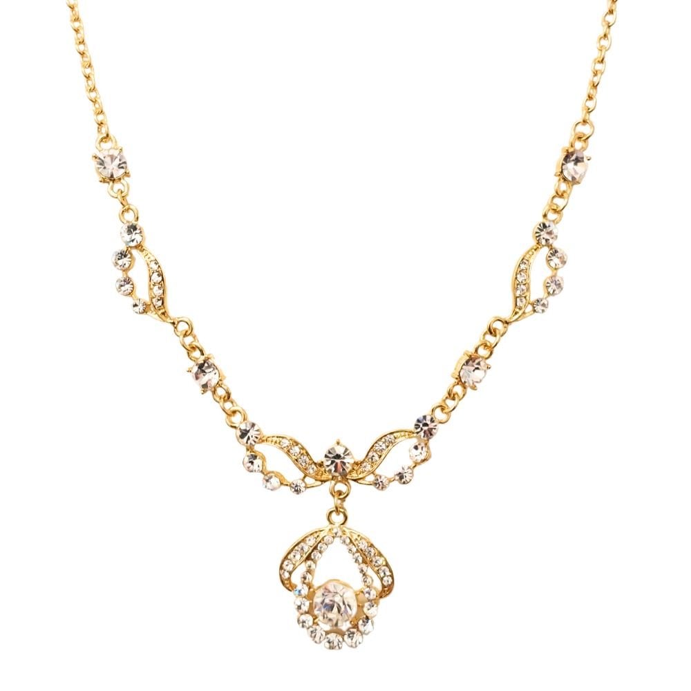 Romance Clear Crystal Gold Tone Diamante Necklace