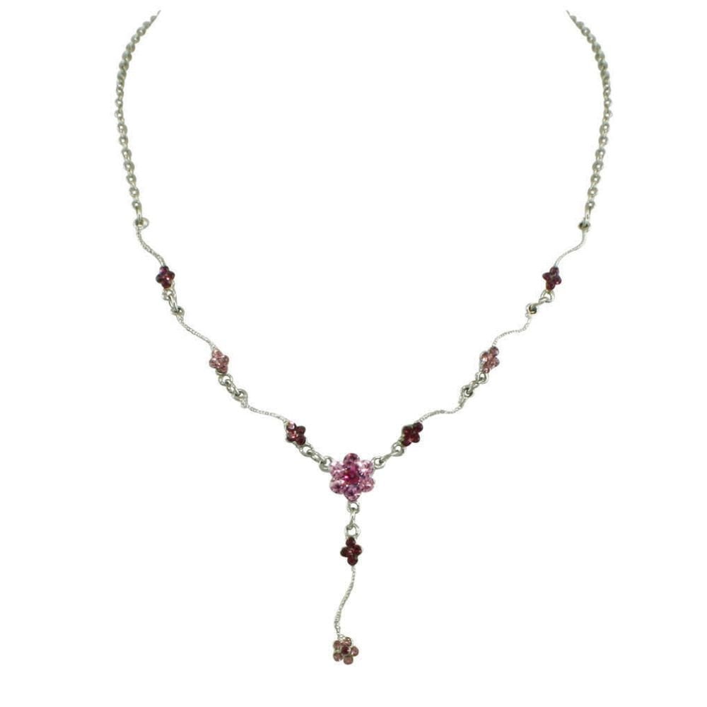 Violetta Floral Amethyst Swarovski Crystal Silver Tone Necklace