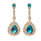 Ritz Aquamarine and Clear Crystal Gold Tone Drop Pierced Earrings