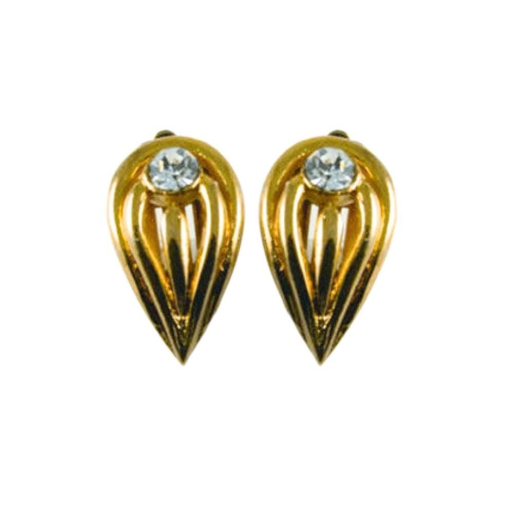 Contour Gold Tone Clear Crystal Clip On Earrings