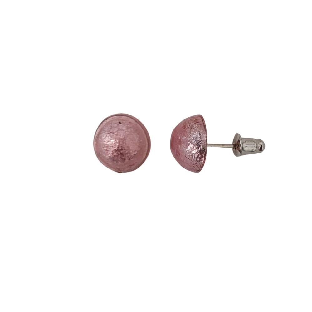 Tia Rose Pink Silvered Resin Stud Pierced Earrings
