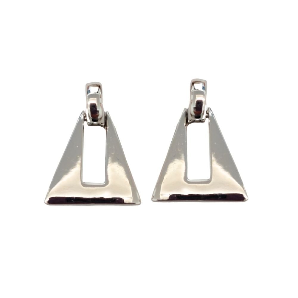 Pyramids Silver Tone Pierced Earrings