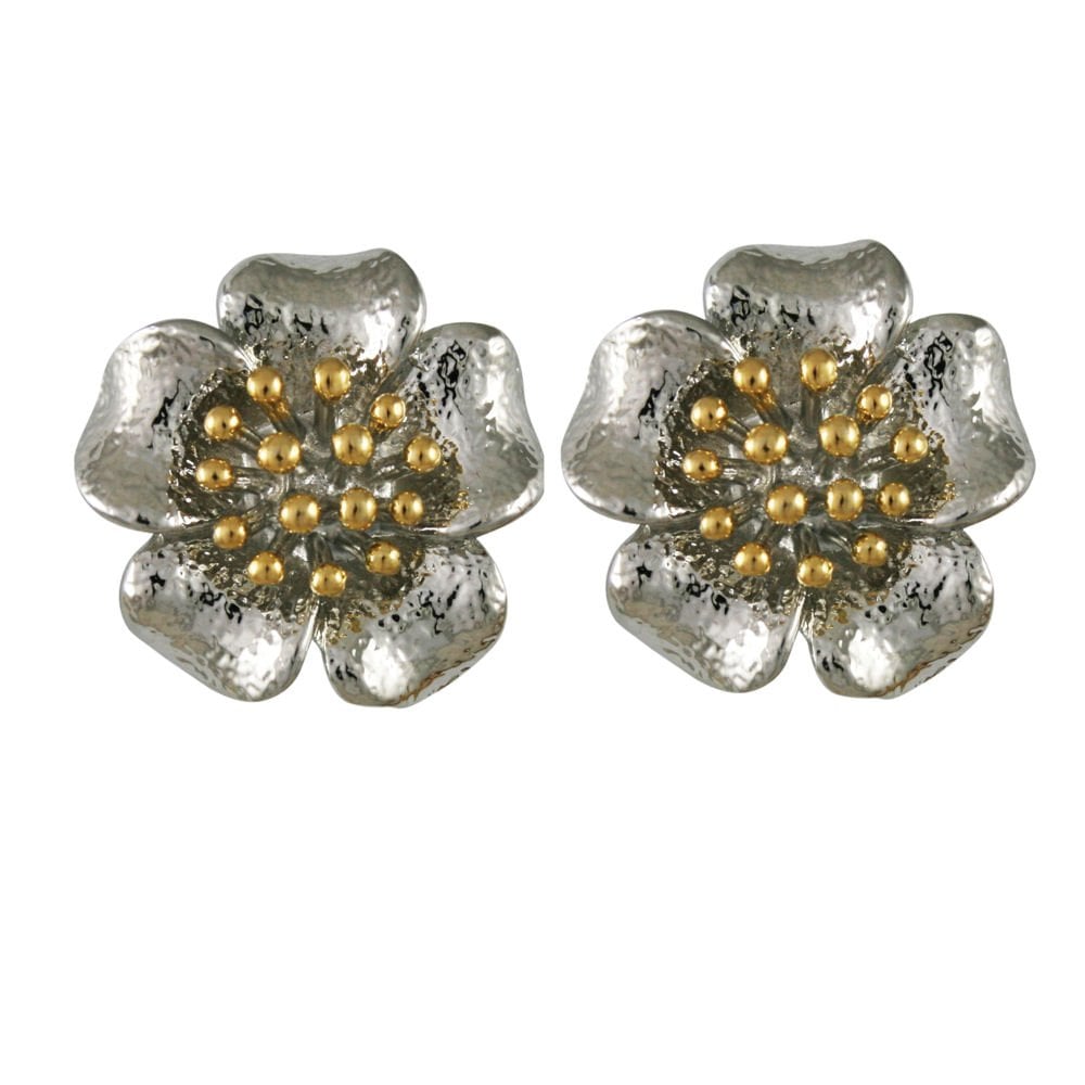 Prairie Rose Two Tone Silver Pierced Earrings