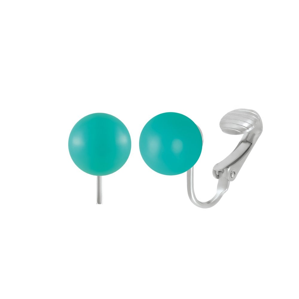 Belle 10mm Turquoise South Sea Shell Pearl Silver Tone Clip On Earrings