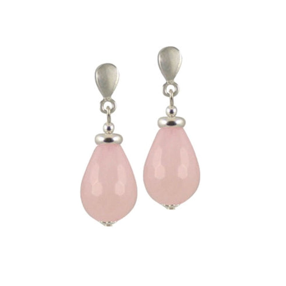 Fresco Rose Quartz Semi-Precious Drop Clip On Earrings