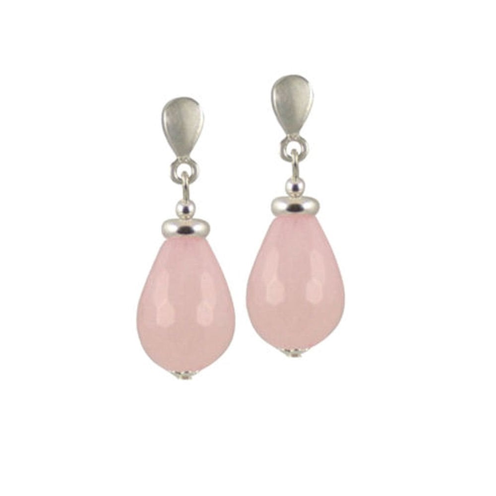 Fresco Rose Quartz Semi-Precious Drop Pierced Earrings