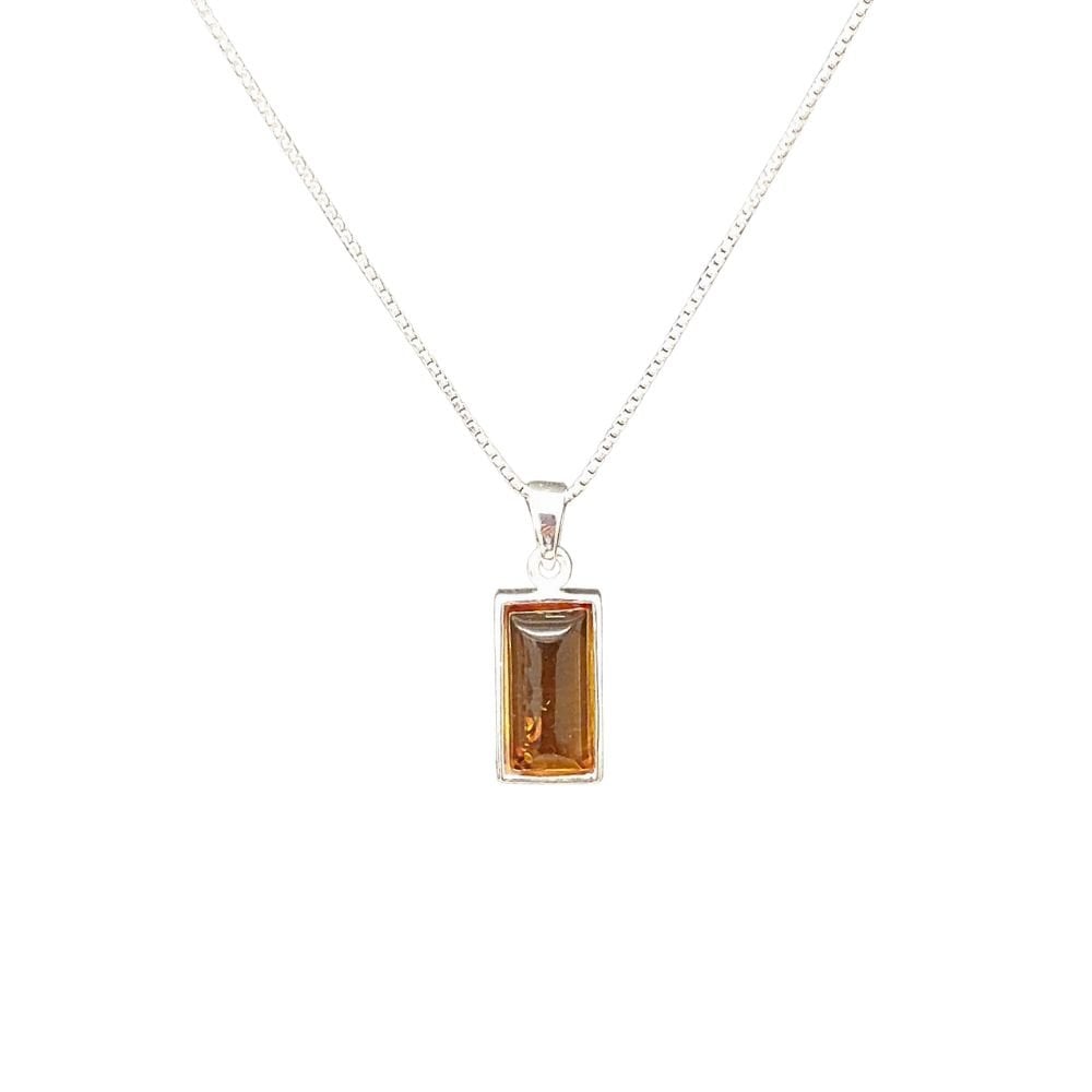 Evermore Amber Sterling Silver Pendant Necklace