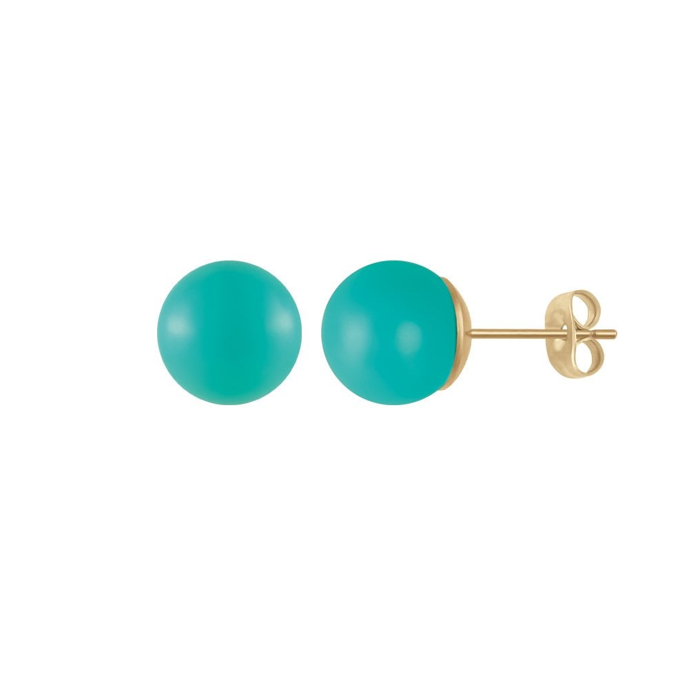 Belle Reconstituted Turquoise Gold Stud Pierced Earrings