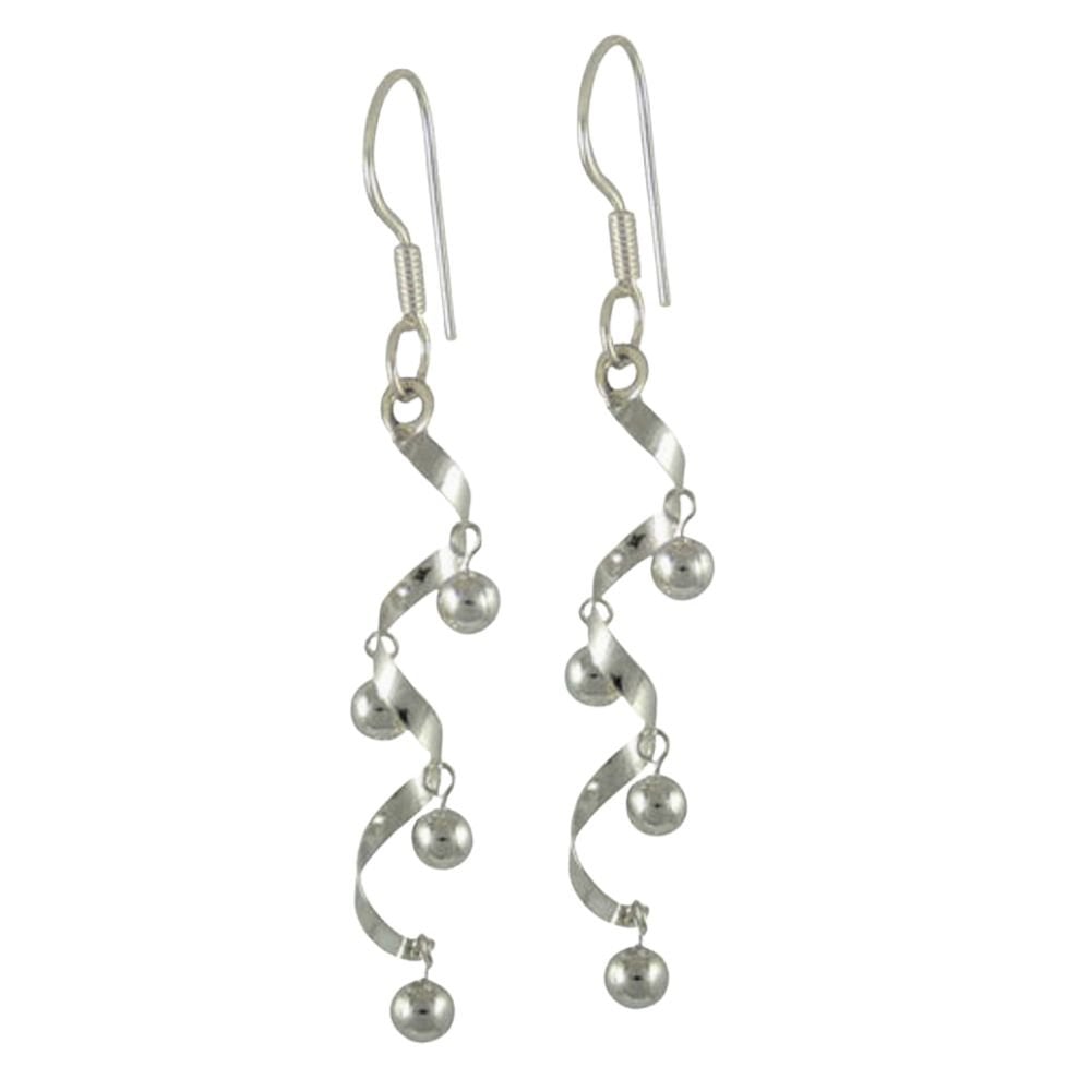 Helter Skelter Sterling Silver Drop Pierced Earrings
