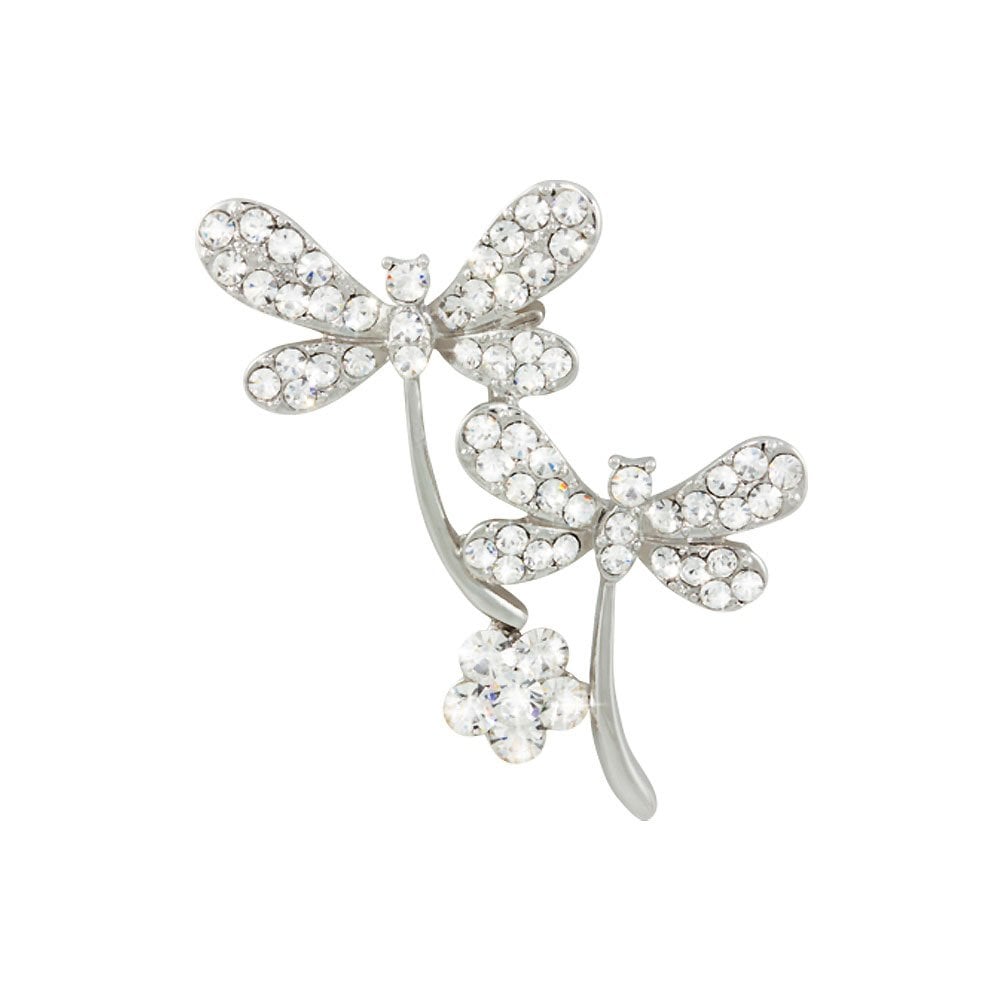 Poetic Clear Crystal Dragonfly Brooch