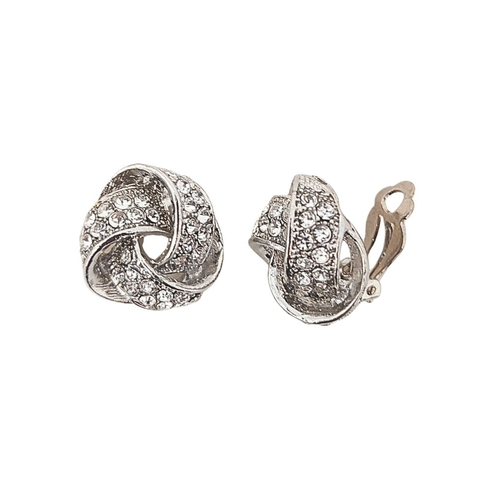 Forever Silver Tone Diamante Clip On Earrings