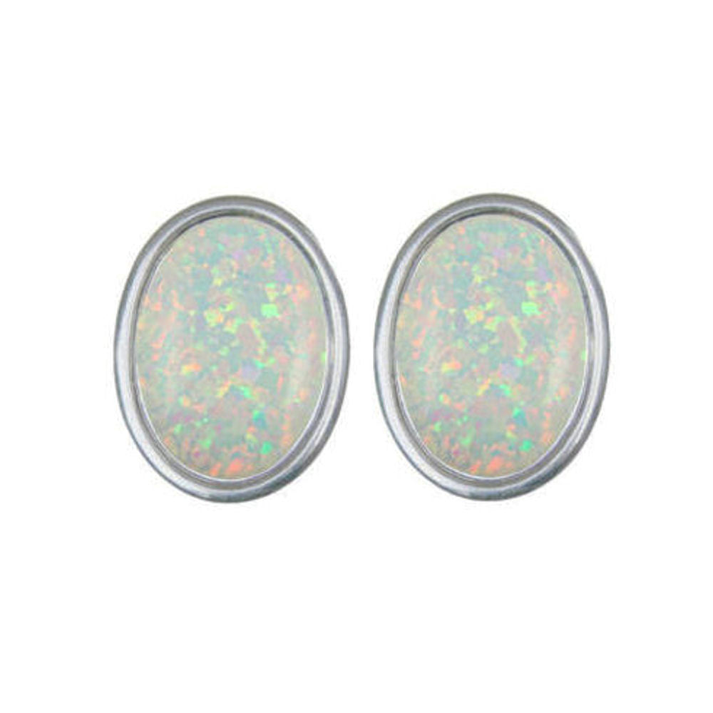 Cabochon MM White Opal Clip On Earrings (Silver)